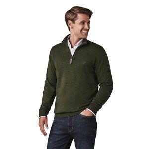Caribbean Joe Mens XL Olive Green 100% Cotton Half-Zip Sweater grandpacore